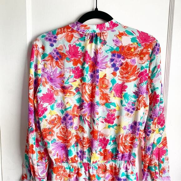 Charles Henry Bright Colorful Floral Button Top Elastic Waist Dress Size Small S - Picture 11 of 12
